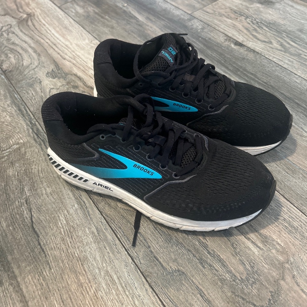 Brooks Womens Ariel 20 Black Teal Running Shoes 1203151B064 Sneakers Size 10 D